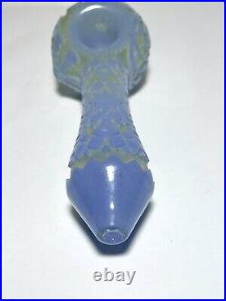 503 Liberty Glass Frit Over Uv Hand Carved Ceramic Tobacco Pipe