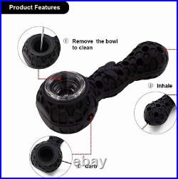 50PCS SILICONE SMOKING PIPE 4.3 With GLASS BOWL and Clean Tool (Black)
