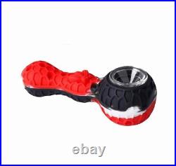 50PCS SILICONE SMOKING PIPE 4.3 With GLASS BOWL and Clean Tool (Red)