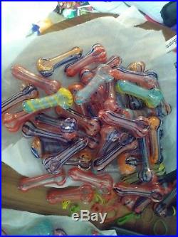(50) 2.5- 3 Colored Stripes TOBACCO Smoking Pipe Bowl Glass Hand Pipes (Z4)