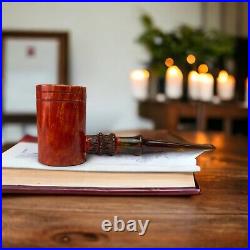 5.6' Briar smoking tobacco artisan handmade wooden Poker shape pipe 9 mm filter