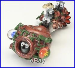 5.75 Handblown Empire Art Glass Hand Smoking Spoon Bowl Pipe Woodland Owls