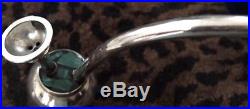 5 Mexican Hand Made Silver Smoking Pipe Withgreen Stone Inlay-NWBag