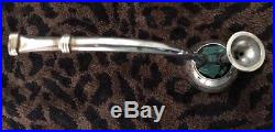 5 Mexican Hand Made Silver Smoking Pipe Withgreen Stone Inlay-NWBag-2Day Sale Onl