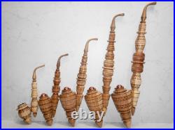 5 Pcs. Long Carved Ukrainian Traditional Wooden Tobacco Smoking Pipes Gift Idea
