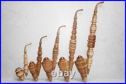 5 Pcs. Long Carved Ukrainian Traditional Wooden Tobacco Smoking Pipes Gift Idea
