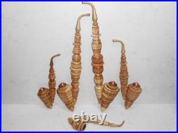 5 Pcs. Long Carved Ukrainian Traditional Wooden Tobacco Smoking Pipes Gift Idea