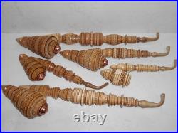 5 Pcs. Long Carved Ukrainian Traditional Wooden Tobacco Smoking Pipes Gift Idea