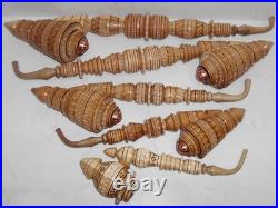 5 Pcs. Long Carved Ukrainian Traditional Wooden Tobacco Smoking Pipes Gift Idea