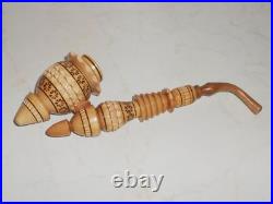 5 Pcs. Long Carved Ukrainian Traditional Wooden Tobacco Smoking Pipes Gift Idea