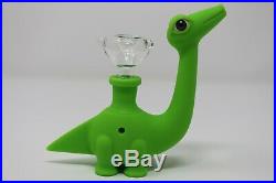 5 Silicon Dinosaur Bong Smoking Water bubbler WithGlass bowl Assorted Color