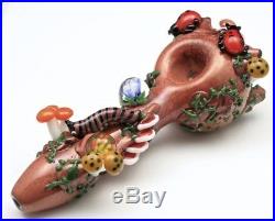 6 Empire Handblown Art Glass Hand Smoking Spoon Bowl Pipe Garden Friends Bug