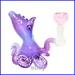 6 Lavender Kraken Octopus Water Pipe Collectible Tobacco Glass Smoking Bowl