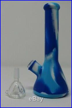 6 Silicon Bubbler/Bong Water Smoking Pipe Assorted Colors Withglass Bowl And Dom
