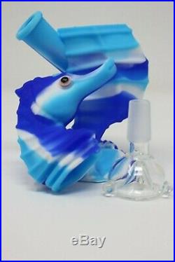 6 Silicon Seahorse Smoking Water Bong/Bubbler WithGlass Bowl Assorted Colors