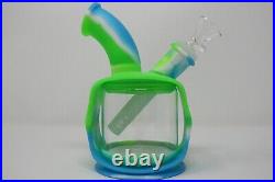6 Silicon Water Pipe Kettle Smoking Bong Glass/Silicon Bong With Glass Bowl
