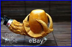 925 Silver Ring Wild Eagle Claw Meerschaum Smoking / Tobacco Pipe Pfeife Pipa