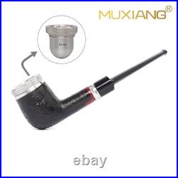 9mm Briar Billiard Pipe Sandblaste Tobacco Pipe Wooden Cigar Pipe Fit 52-58 Ring