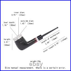 9mm Briar Billiard Pipe Sandblaste Tobacco Pipe Wooden Cigar Pipe Fit 52-58 Ring