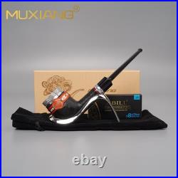 9mm Briar Billiard Pipe Sandblaste Tobacco Pipe Wooden Cigar Pipe Fit 52-58 Ring