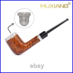 9mm Briar Billiard Pipe Smooth Tobacco Pipe Wooden Cigar Pipe Fit 52-58 Ring