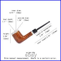 9mm Briar Billiard Pipe Smooth Tobacco Pipe Wooden Cigar Pipe Fit 52-58 Ring