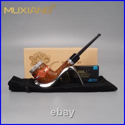 9mm Briar Billiard Pipe Smooth Tobacco Pipe Wooden Cigar Pipe Fit 52-58 Ring
