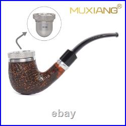 9mm Briar Cigar Pipe Sandblasted Tobacco Pipe Wooden Cigar Holder Fit 52-58 Ring