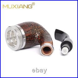 9mm Briar Cigar Pipe Sandblasted Tobacco Pipe Wooden Cigar Holder Fit 52-58 Ring