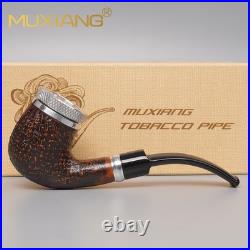 9mm Briar Cigar Pipe Sandblasted Tobacco Pipe Wooden Cigar Holder Fit 52-58 Ring