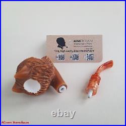 AGovem Handcarved Wolf Block Meerschaum Smoking Tobacco Pipe Pipa AGM-1770