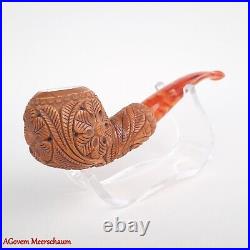 AGovem Handmade Double Stem Ornament Meerschaum Smoking Tobacco Pipe AGM-1786