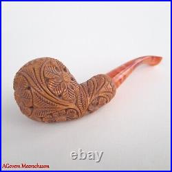 AGovem Handmade Double Stem Ornament Meerschaum Smoking Tobacco Pipe AGM-1786
