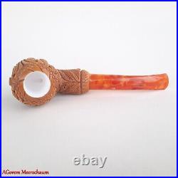 AGovem Handmade Double Stem Ornament Meerschaum Smoking Tobacco Pipe AGM-1786