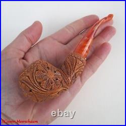 AGovem Handmade Double Stem Ornament Meerschaum Smoking Tobacco Pipe AGM-1786