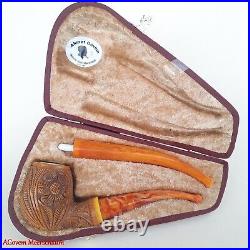 AGovem Handmade Double Stem Ornament Meerschaum Smoking Tobacco Pipe AGM-1790