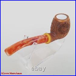 AGovem Handmade Double Stem Ornament Meerschaum Smoking Tobacco Pipe AGM-1790