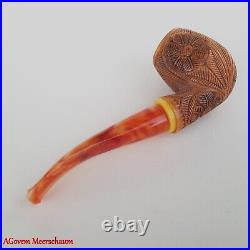 AGovem Handmade Double Stem Ornament Meerschaum Smoking Tobacco Pipe AGM-1790