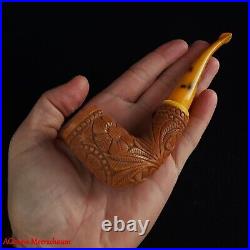 AGovem Handmade Double Stem Ornament Meerschaum Smoking Tobacco Pipe AGM-1791