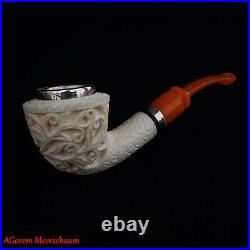 AGovem Ornament Handcarved Block Meerschaum Smoking Tobacco Pipe Pipa AGM-1756