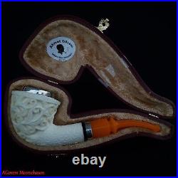 AGovem Ornament Handcarved Block Meerschaum Smoking Tobacco Pipe Pipa AGM-1756