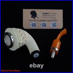 AGovem Ornament Handcarved Block Meerschaum Smoking Tobacco Pipe Pipa AGM-1756