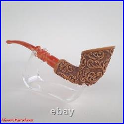 AGovem Ornament Handcarved Block Meerschaum Smoking Tobacco Pipe Pipa AGM-1759