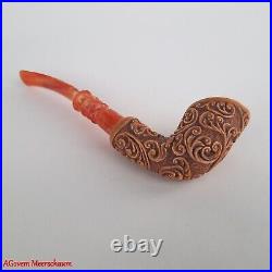 AGovem Ornament Handcarved Block Meerschaum Smoking Tobacco Pipe Pipa AGM-1759