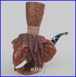 AGovem XL ELEPHANT and COLORING BOWL Meerschaum Smoking Tobacco Pipe AGM-1779