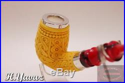 Acrylic Stem Silver Rim Ring Billiard Meerschaum Tobacco Pipe Pfeife By H Yavuz