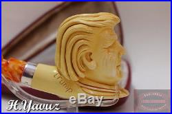 Amazing Portrait Work! Donald Trump Meerschaum Smoking Pipe Handmade By H. Yavuz