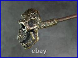 Ancestor skull Metal Pipe, Bronze-Copper Smoking set, Spoon and Cleaning Tool
