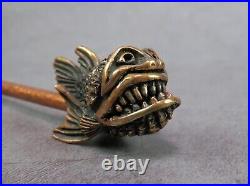 Angry Fish Metal Pipe, Bronze-Copper Smoking set, Spoon and Cleaning Tool
