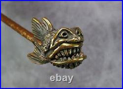 Angry Fish Metal Pipe, Bronze-Copper Smoking set, Spoon and Cleaning Tool